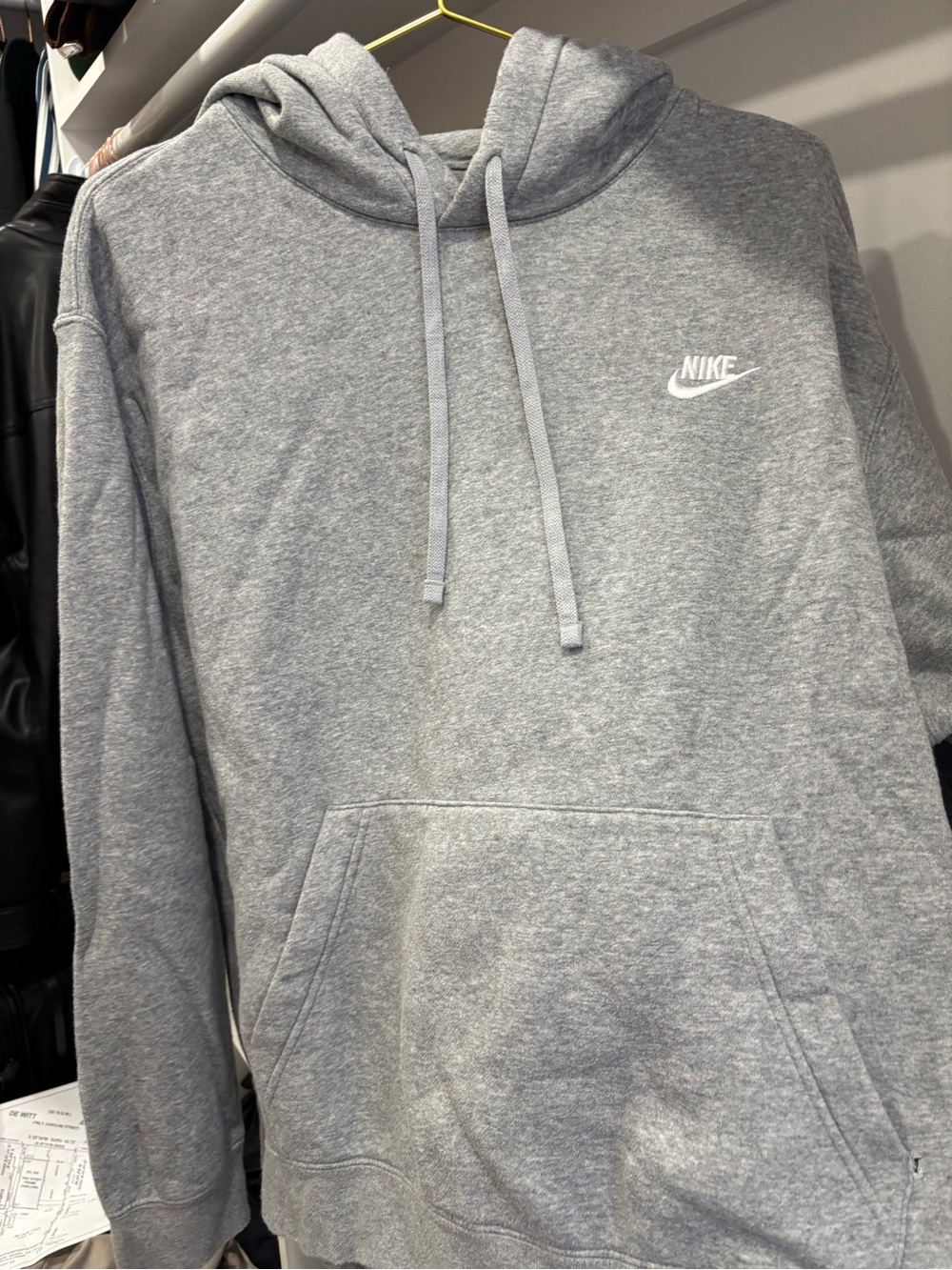 Nike Men’s Light Gray Hoodie with White Logo